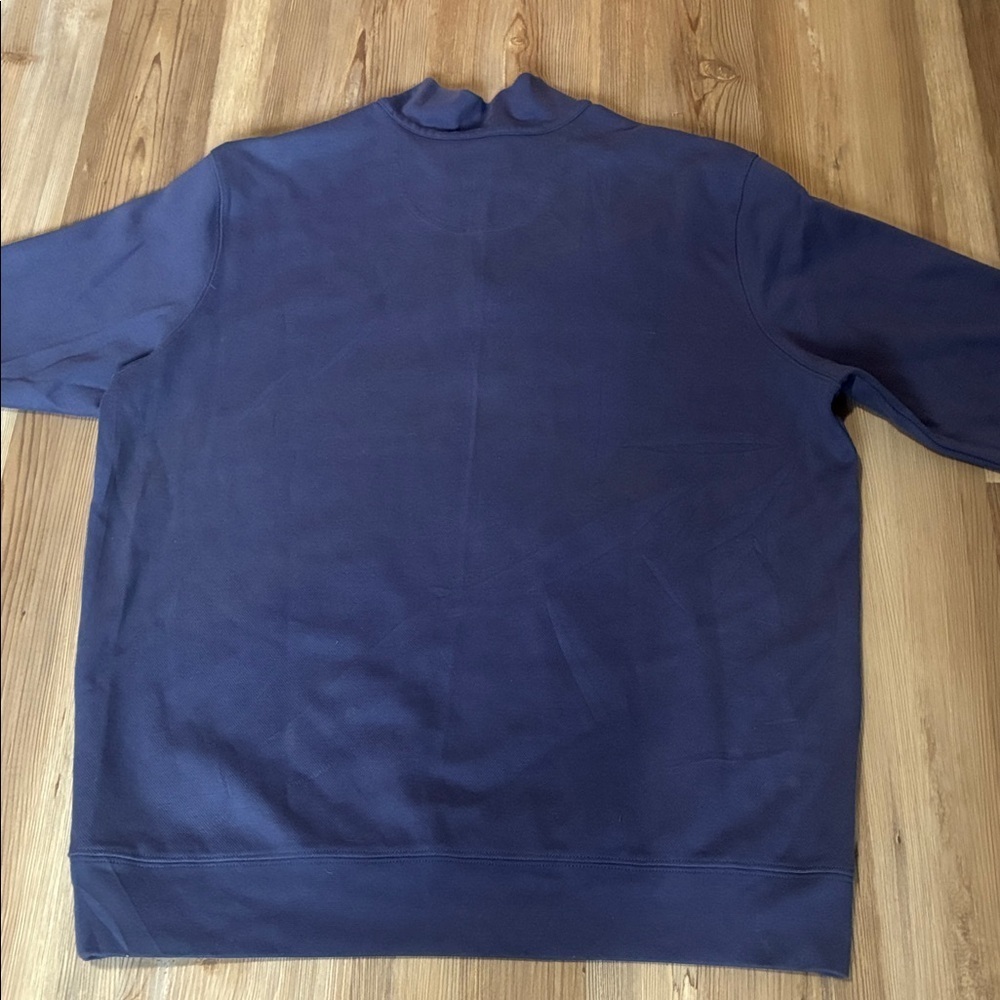 Allen Edmonds Mens 1/4 Zip Pullover Sweatshirt XL Blue Mock neck Pima Cotton - Picture 7 of 9